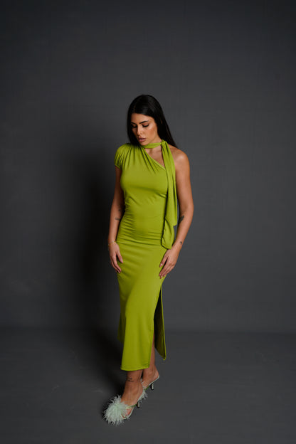 Vestido Verde Lazada Al Cuello - DosM