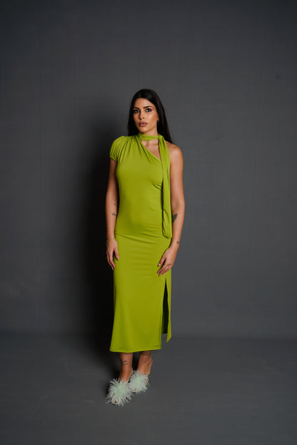 Vestido Verde Lazada Al Cuello - DosM