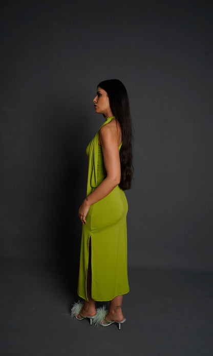 Vestido Verde Lazada Al Cuello - DosM